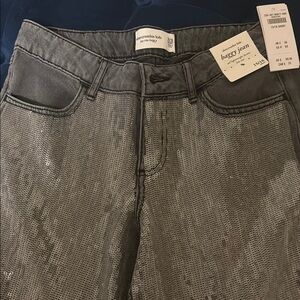 Abercrombie Kids Girls Gray Sequin Baggy Jeans NWT size 15/16